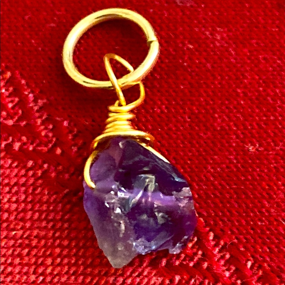 5/$10❤️❤️❤️NEW Gold and Purple Wire-Wrapped Charm Pendant
